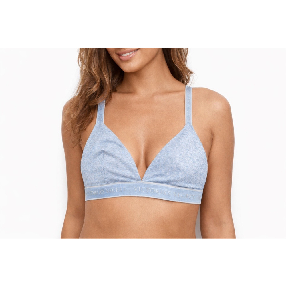 Victoria’s‎ Secret Logo Bralette M Blue Heather NWT